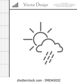 weather line icon. sun behind the cloud with rain