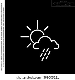 weather line icon. sun behind the cloud with rain