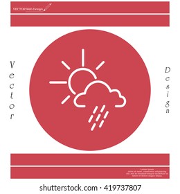 weather line icon. sun behind the cloud with rain