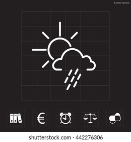 weather line icon. sun behind the cloud with rain