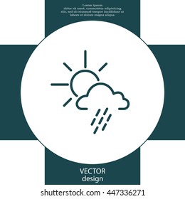 weather line icon. sun behind the cloud with rain