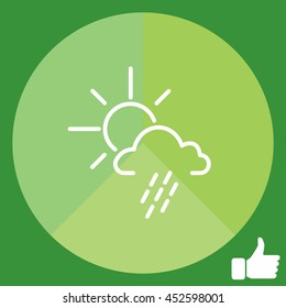 weather line icon. sun behind the cloud with rain