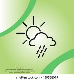 weather line icon. sun behind the cloud with rain