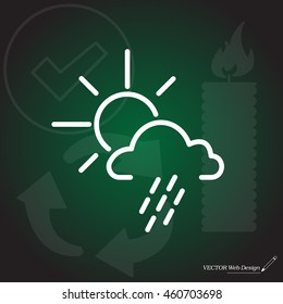 weather line icon. sun behind the cloud with rain