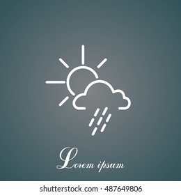 weather line icon. sun behind the cloud with rain
