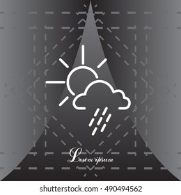 weather line icon. sun behind the cloud with rain