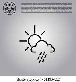 weather line icon. sun behind the cloud with rain
