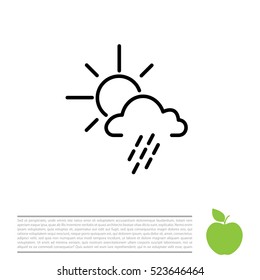 weather line icon. sun behind the cloud with rain