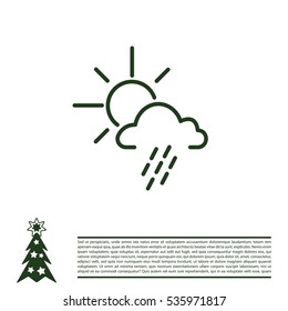 weather line icon. sun behind the cloud with rain