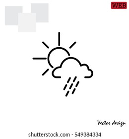 weather line icon. sun behind the cloud with rain