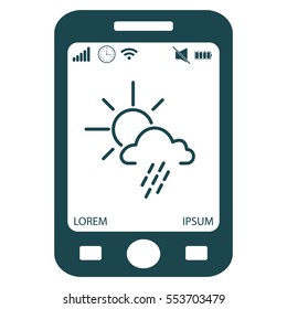 weather line icon. sun behind the cloud with rain