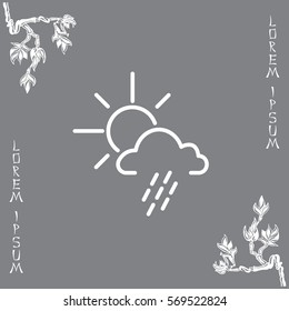 weather line icon. sun behind the cloud with rain