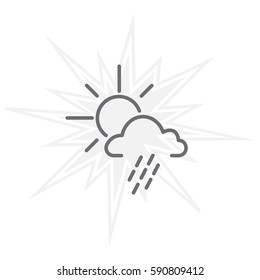 weather line icon. sun behind the cloud with rain