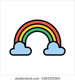 Weather line icon. Sun, rain, thunder storm, dew, wind, cloud, night, Afternoon, rainbow. vector illustration on white background