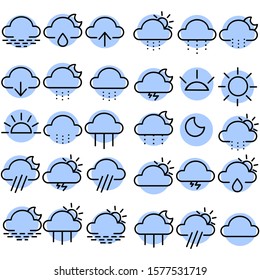 Weather line icon template color editable. Wind, Blizzard, Sun, Rain and more vector illustration for graphic and web design. - Vector