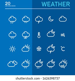 Weather line icon template  Wind, Blizzard, Sun, Rain and more vector illustration for graphic and web design. - Vector