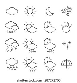 weather line icon vector set