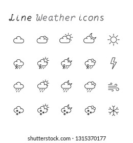 weather line icons collection set