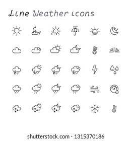 weather line icons collection set