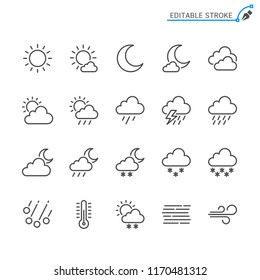 Weather line icons. Editable stroke. Pixel perfect.