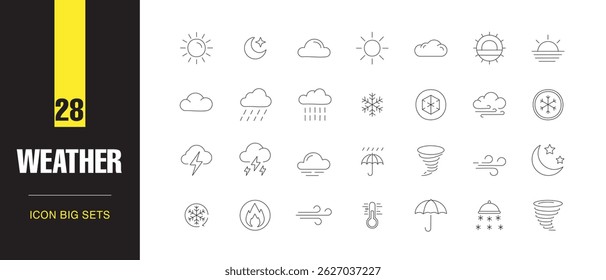 Weather Line Icons  Minimalist Outline Weather Symbol Vector Set for Forecast Climate Apps