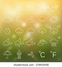 Weather Line Icons Set.Vector