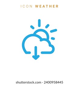 Weather line icons. Sun, rain, thunder storm, dew, wind, snow cloud, night sky minimal vector illustrations. Simple flat outline signs for web.