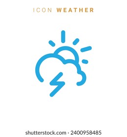 Weather line icons. Sun, rain, thunder storm, dew, wind, snow cloud, night sky minimal vector illustrations. Simple flat outline signs for web.