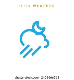 Weather line icons. Sun, rain, thunder storm, dew, wind, snow cloud, night sky minimal vector illustrations. Simple flat outline signs for web.