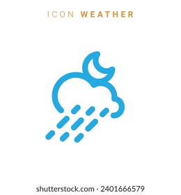 Weather line icons. Sun, rain, thunder storm, dew, wind, snow cloud, night sky minimal vector illustrations. Simple flat outline signs for web.