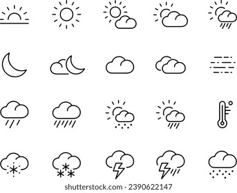 Diseño vectorial de iconos de línea meteorológica