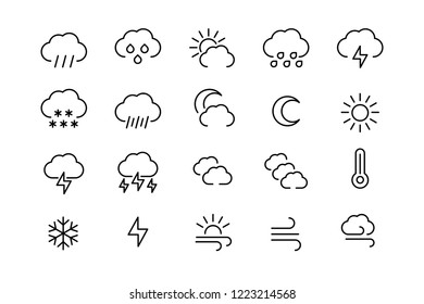 weather line icons. vector linear icon set.