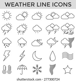 weather line symbol icons set vector