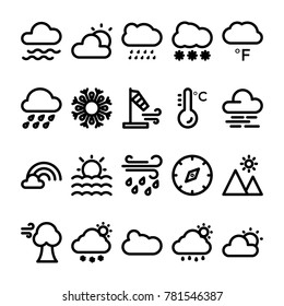 
Weather Line Vector Icons Set 
