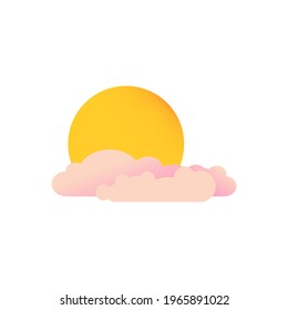 Diseño del logotipo meteorológico. Sol con Nube sobre fondo blanco.