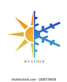 Weather Logo Design Vector. Meteorological. Sun and snowflake. Seasons