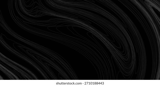 Clima Mapa Fondo negro con olas blancas. Patrón sin fisuras de Vector Abstractas con líneas de contorno. Textura topográfica lineal geométrica monocromática.