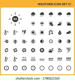 Wetter und Karte. Symbolsatz. Glyphe, Vektorgrafik
