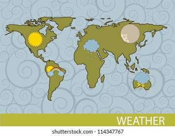 weather  with map over sea background. vector illustration