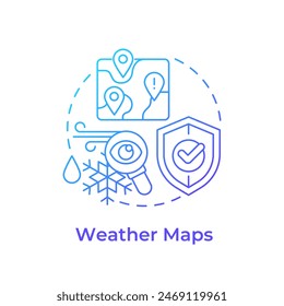 Weather maps blue gradient concept icon. Climate control, atmospheric condition. Round shape line illustration. Abstract idea. Graphic design. Easy to use in infographic, presentation