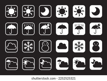 Weather mark icon set
square silhouette