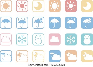 conjunto de iconos cuadrados de marca de tiempo
color pastel