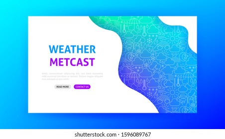 Weather Metcast Landing Page. Vector Illustration of Outline Design.