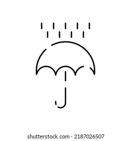 Weather, meteorology vector line icon illustration. Cloud and cloudy autumn weather. Rain and rainy or Windy umbrella 