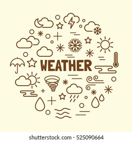 weather minimal thin line icons set, vector illustration design elements