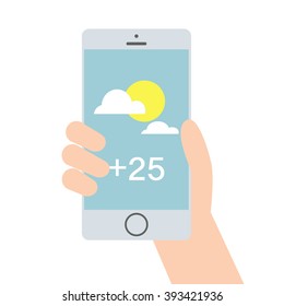 Weather mobile application, flat vector illustration
