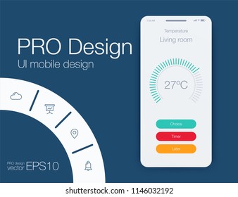 Weather Mobile UI kit. Material Design UI, UX, GUI. Responsive web design