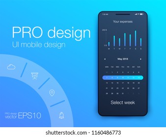 Weather Mobile UI kit. Material Design UI, UX, GUI. Responsive web design