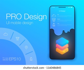 Weather Mobile UI kit. Material Design UI, UX, GUI. Responsive web design