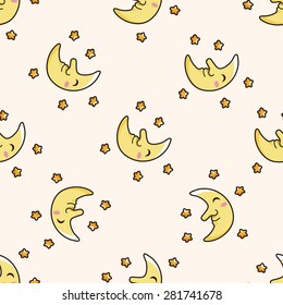 weather moon , cartoon seamless pattern background